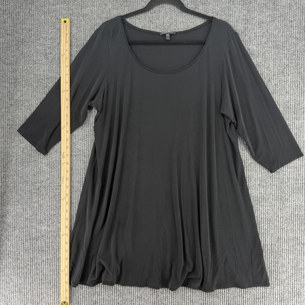 Eileen Fisher 100% silk top Lagenlook swing tunic black 3/4 sleeve women's XL - Picture 6 of 8